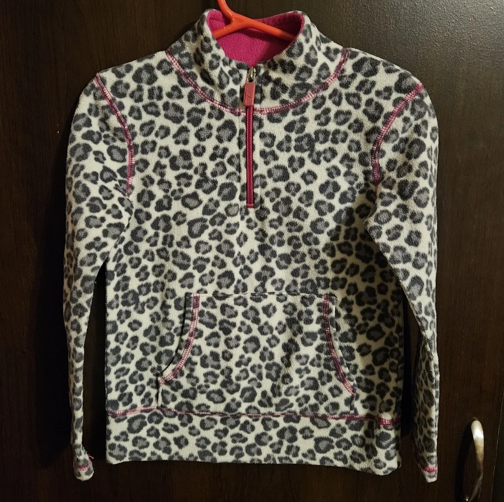 Danskin Now Animal Print Fleece Pullover with Pink Trim